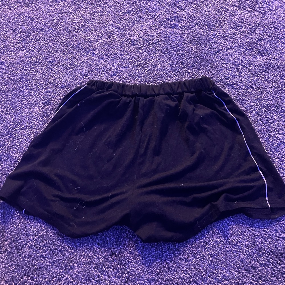 Black pajama shorts with white stripe down sides